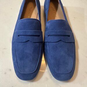 Cole Haan Blue Tarese Suede Penny Loafers
